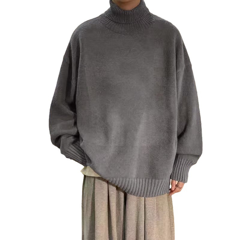 Men's Turtleneck Sweater Autumn Winter Korean Style Trendy Loose Casual Pullover Youth Solid Designer sweater Color Knitted Sweater