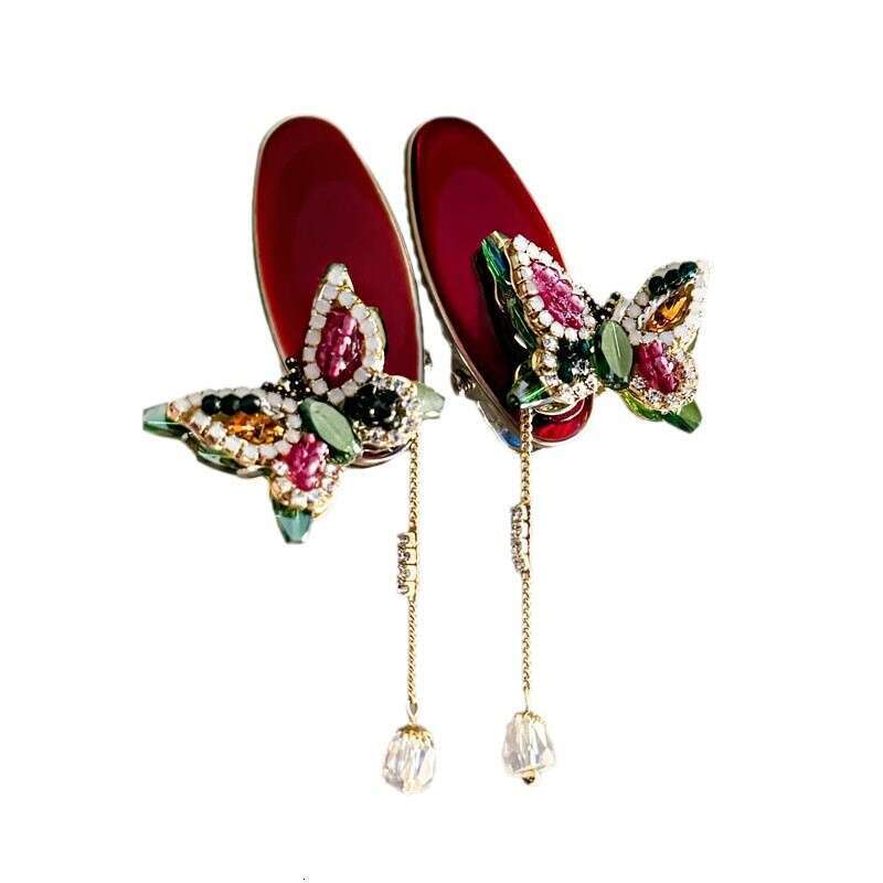 Butterfly Trail High-End Sparkling Diamond Tassel New Chinese Style Girly Broken Hair Bangs Side Clip