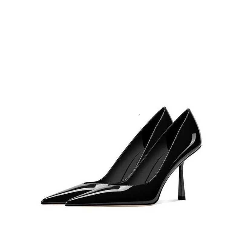 Temperament fi pointed high heels sexy new patent leather shallow mouth black single shoes womens shoesXJ251027