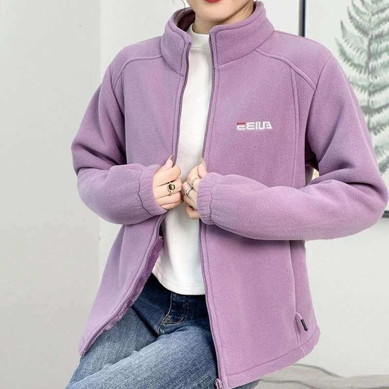 Plus Size Middleaged Elderly Womens Clothing Autumn Winter Thickened Fleece Cardigan Sweater Top Coat Casual Large Flee 251027