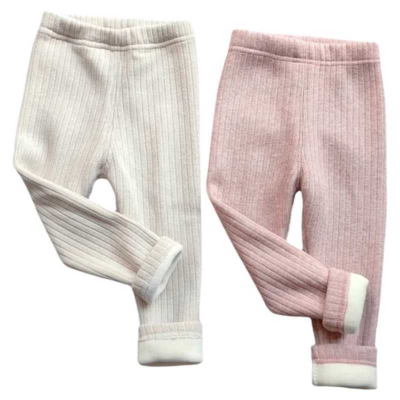 Childrens Pants Thickened Cashmere Warm Pants Versatile For Autumn And Winter Girls Pit stripe Knitted Pants Tight PantsT251027