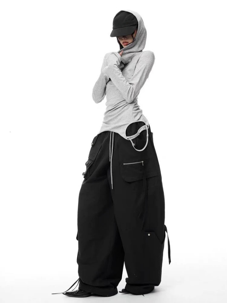 Y2k Aesthetic Hole Hooded Tshirt Women Harajuku Gothic Punk Vintage Button Sexy Tshirts Streetwear Grunge Slim Fit Fairy Tees 251027