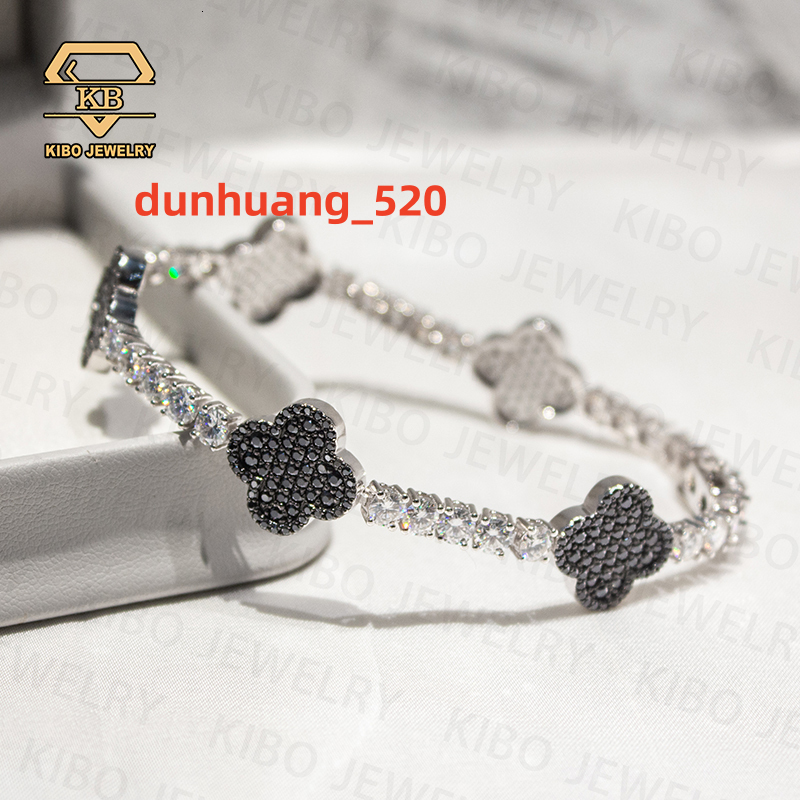 Hip Hop Jewelry Shining Fashion Bracelets Bangles Iced Out 925 Sterling Silver Moissanite Diamond Tennis Clover Bracelet Men