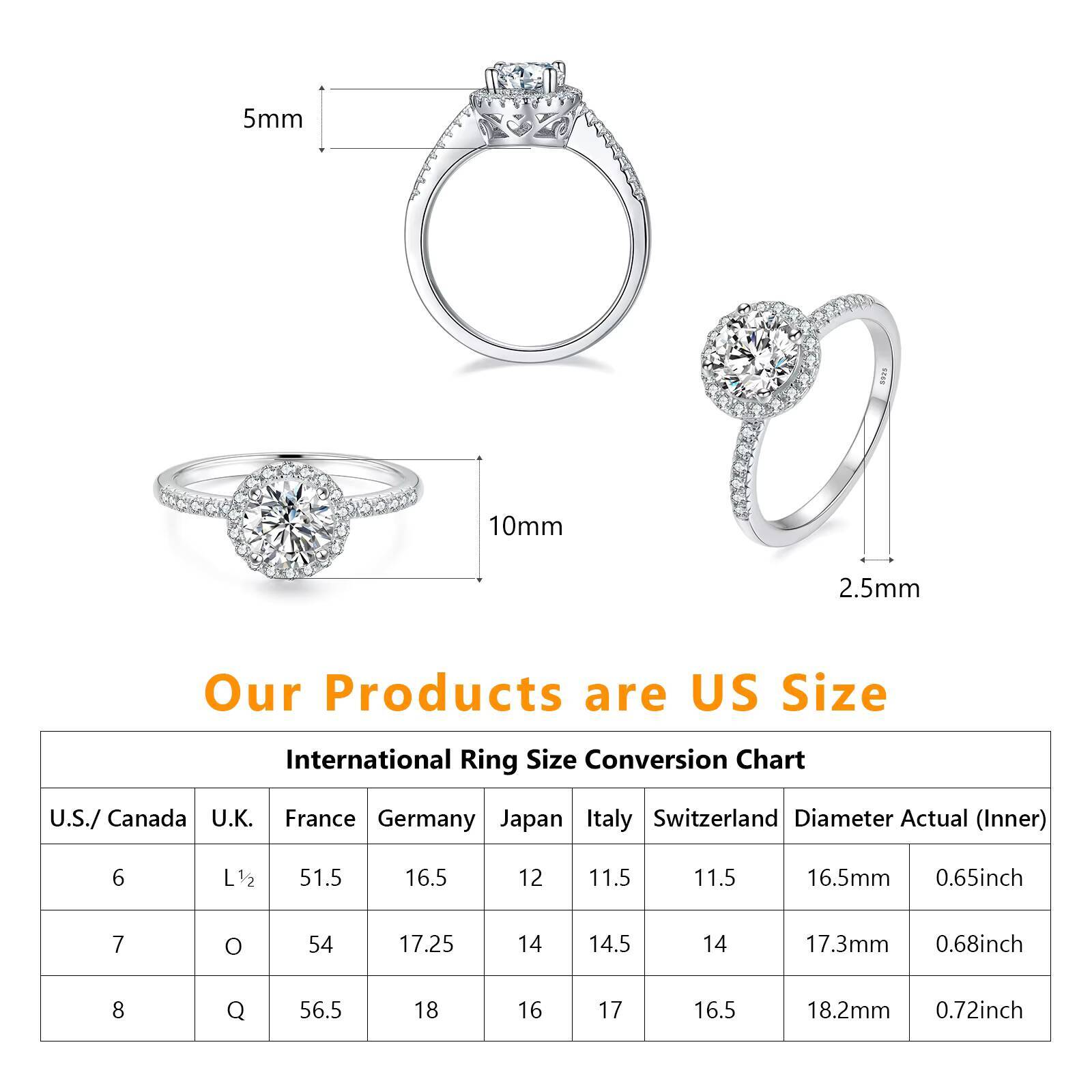 KRKC Wholesale Jewelry 05ct 10ct 925 Sterling Silver VVS1 Lab Diamond Moissanite Halo Rings Wedding Engagement Ring for Women