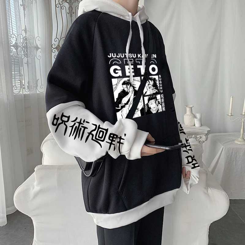 Japanese Manga Jujutsu Kaisen Geto Suguru Anime Hoodie Clothing Long Sleeve Oversize Patchwork Sweatshirt Harajuku Streetwear W251027