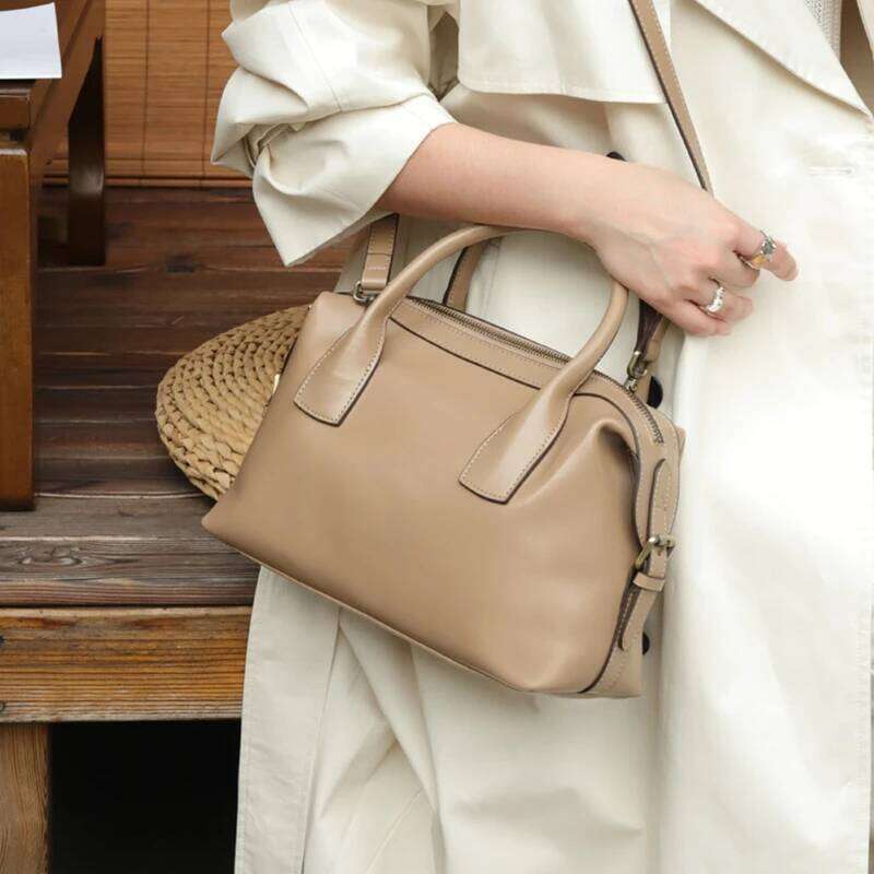 Hifashion Vintage Genuine Leather Handbags For Women 2025 Designer Bowling Tote Satchel Ladies Shoulder Crossbody Bags