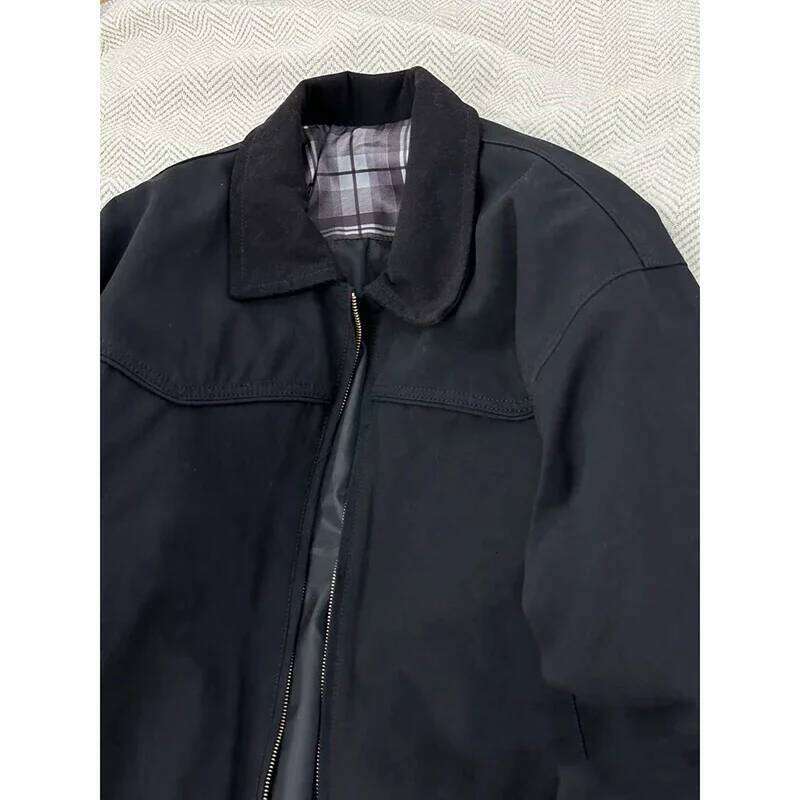 Black Detroit Workwear Jacket Men's Spring Autumn Trendy Pilot American Style Short Coat Casual Loose Fit Summer Thin Model