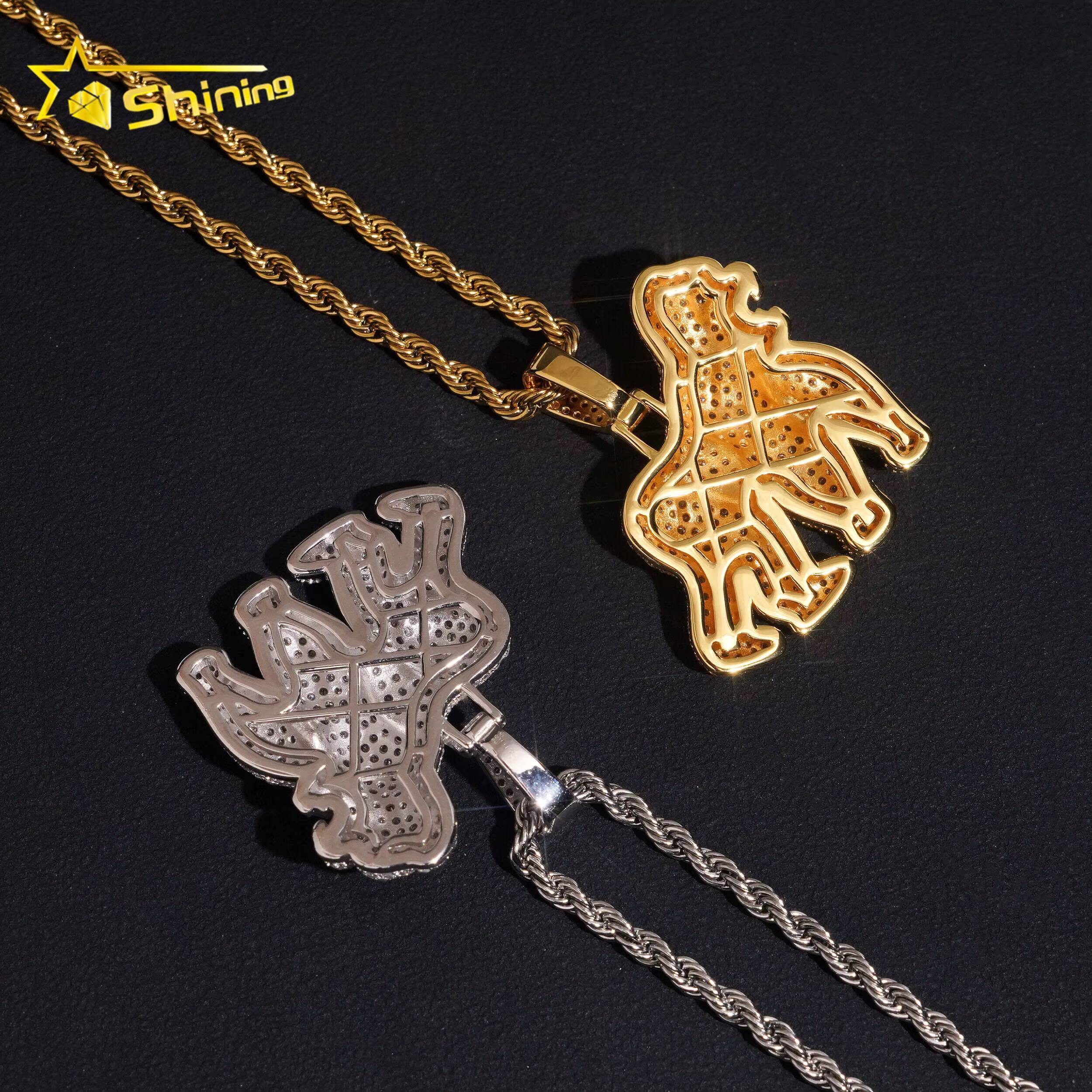 USA Local Stock Fast Shipping Gorilla Charm Gold Plated 925 Sterling Silver Moissanite Hip Hop Iced Out Design Sparkling Pendant