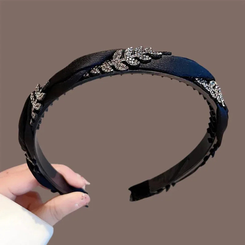 HighJSense Black Woven Style Hairband With Teeth Simple Hair Clip Outer Headband Hair Tie Temperament Hair Accessory 251023