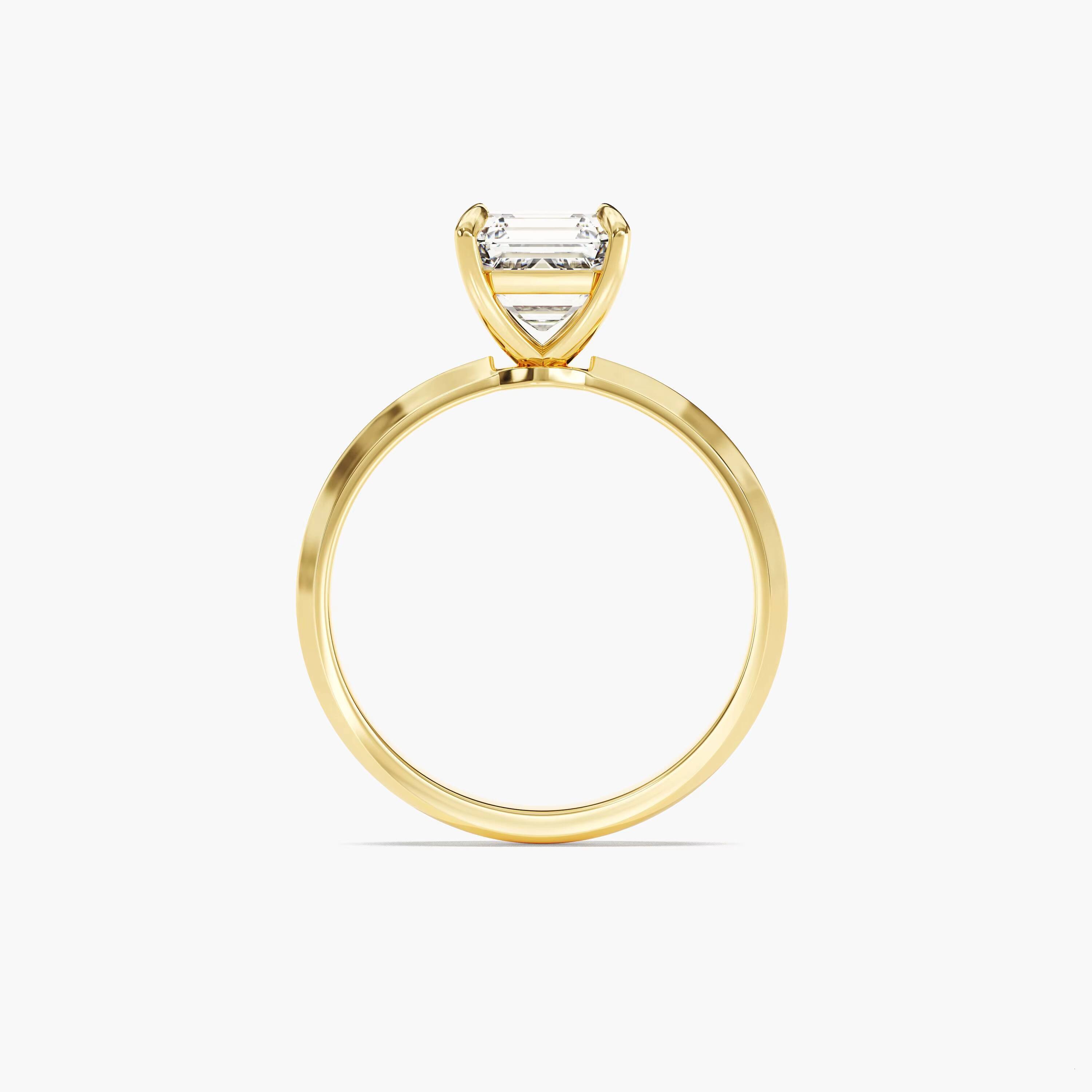 1 CT Asscher Cut Solitaire DiamondEngagement Ring 14k 18k Gold Solo Ring Promise Diamond Ring for Women