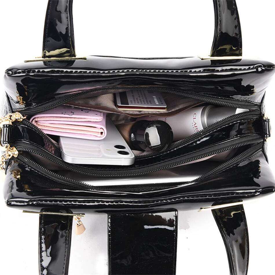 2 Layer Large Capacity Tote Handbags Women Bags Designer Crocodile Pattern Ladies Boston Shoulder Bag High Quality