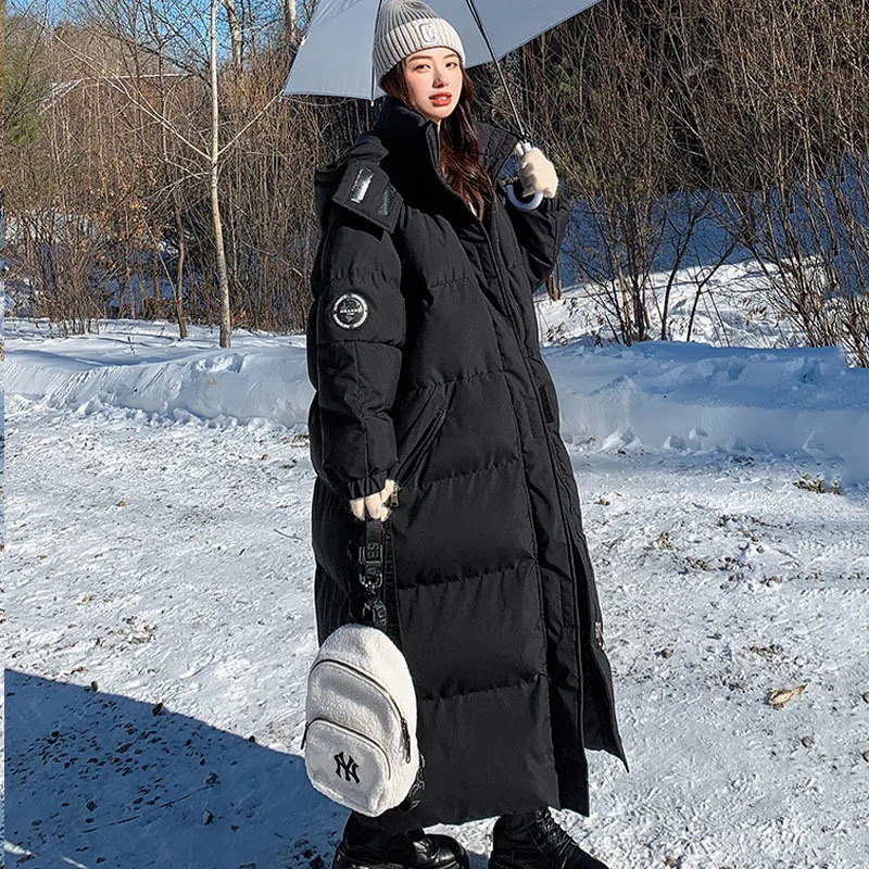 Winter Long Down Cotton Jacket Women Manteau Femme Hiver Loose Safari Style Thick Warm Hooded Parkas Female KneeHigh Coats 251027