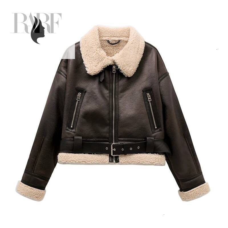 winter jacket women RARF New Woman's Fashion Thick Warm Faux Shearling Jacket Coat Vintage Long Sleeve Belt Hem Female Outerw