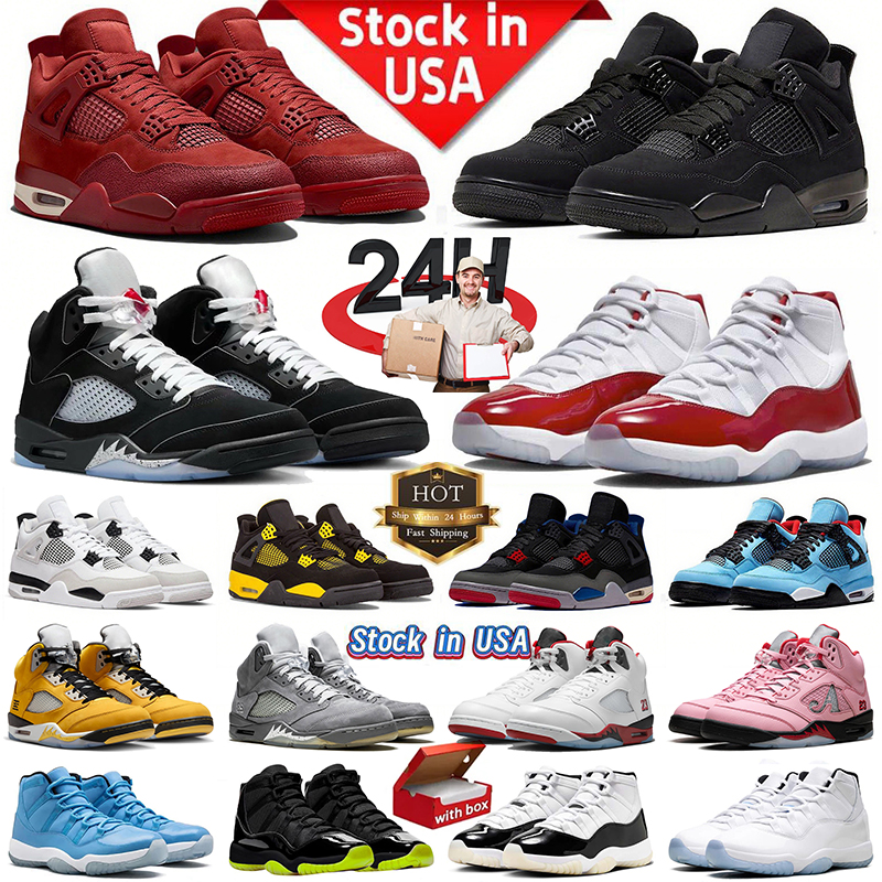 With Box Designer Black Cat 4s 5s 11s OG Mens Basketball Shoes 4 Trainers White Thunder Blue Oreo Military Black Metallic Reimagined UNC Fire Red Cherry DMP Sneakers