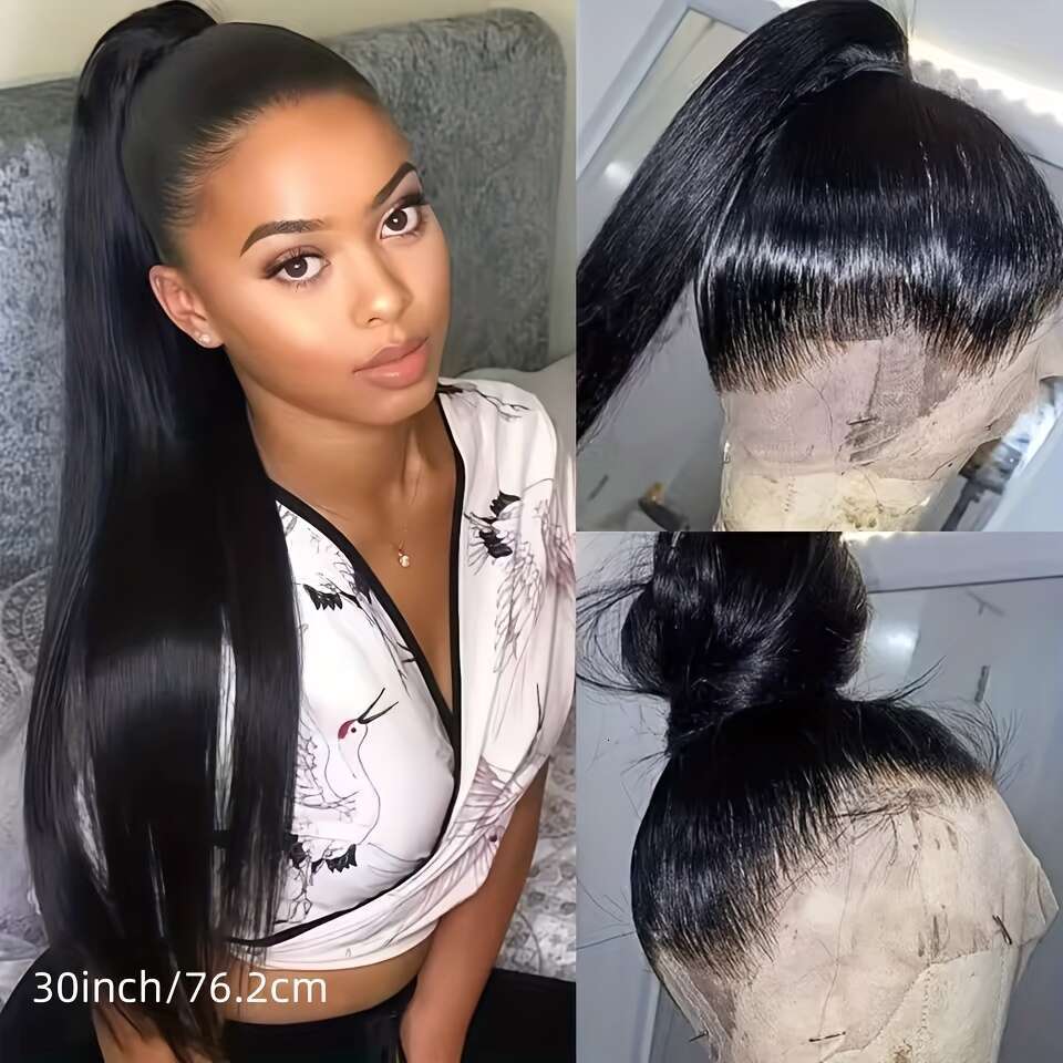 Women's Brazilian Human Black, High Density 200% Pre-Plucked Hairline Bleached Baby Hair, Breathable Lightweight Free Parting Brown/Blonde/Black 