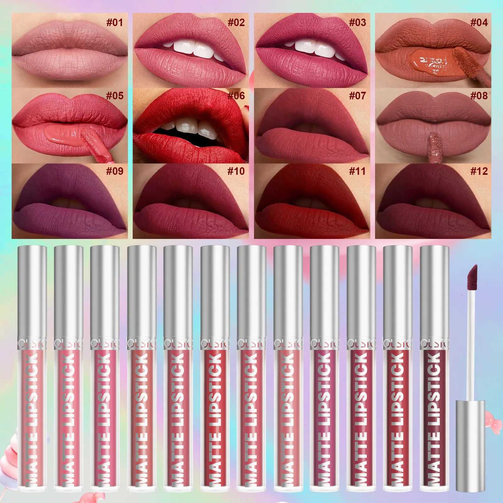 Velvet Matte Lip Glaze Easy To Color Dark Red Matte Liquid Lipstick Waterproof Lasting Moisturizing Brown Lip Gloss Cosmetic pc W251027
