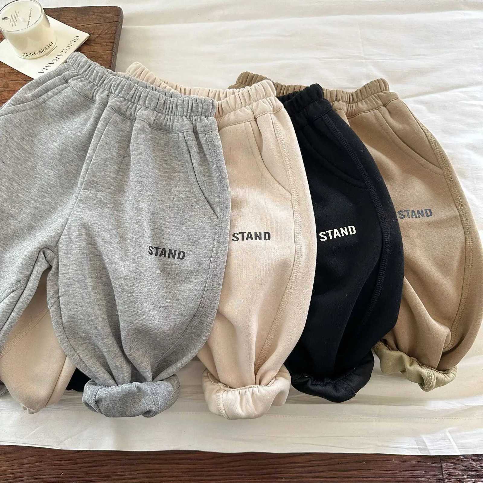 Children Clothes Kids Casual Loose Pants 2025 Spring Autumn New Boys and Girls Printed Letter Sweatpants Baby Solid Color PantsT251027