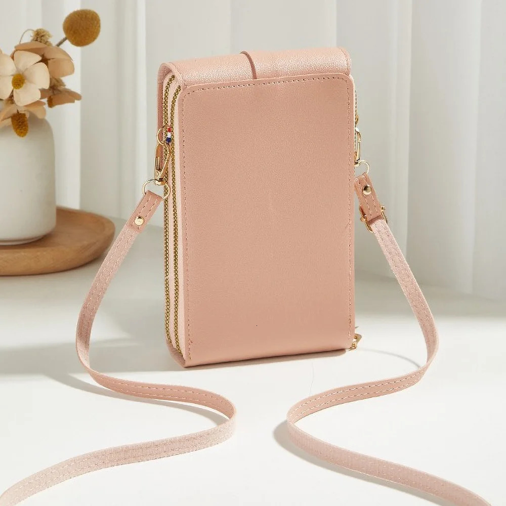 Trendy Vertical Crossbody Bag Womens Double Layer Zipper Phone Purse Spacious Shoulder Handbag 251027