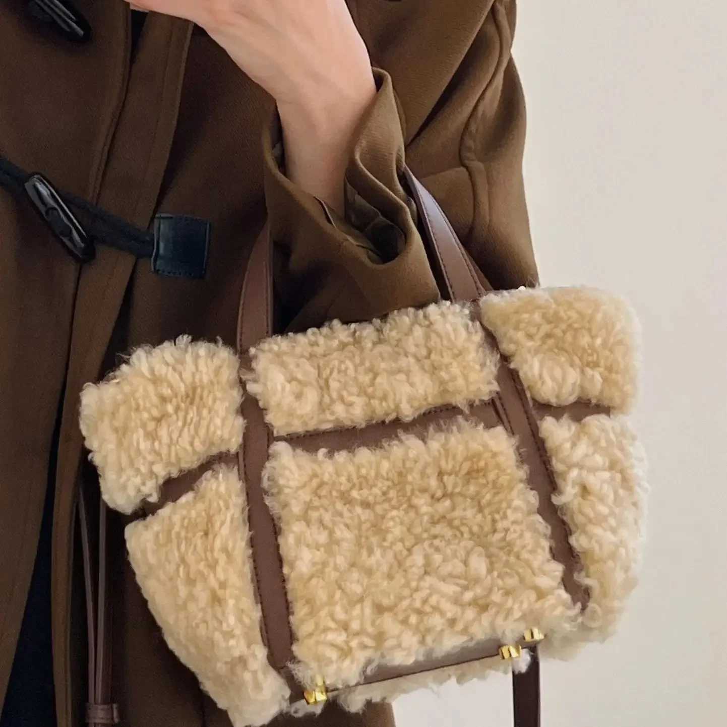 Lamb Fur Wings Handbag Womens Crossbody Shoulder Bag French Style Commuter Bag Cotton Lining Other Main Material Origin China Y251027