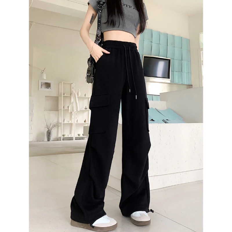 American Drawstring n Cargo Pants Women Fashion Hiphop Streetwear Woman Trousers Summer Allmatch Cargo Pants 251027