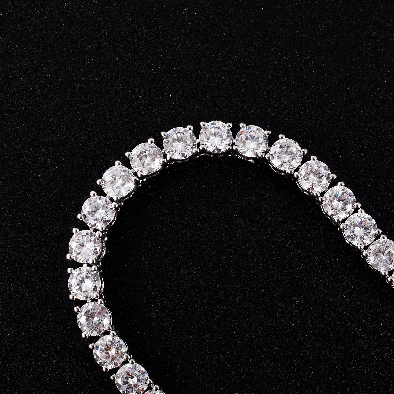 Fine Jewelry Hip Hop White Gold Brass AAAAA Cubic Zirconia Diamond Cluster Tennis Chain Bracelet Necklace for Men Women