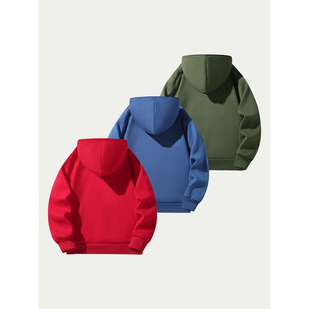 Boys' Hooded Sweatshirts With Smiling Face "Smile" Print - Cozy Long Sleeve Pullover Hoodies, Regular Fit Casual Winter Warmth, Front P