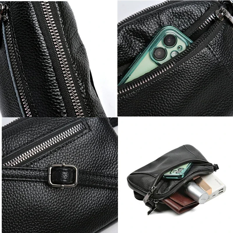 Solid Color Cowhide Sac Fashion Female Crossbody Tote Soft Genuine Leather Handbag Fashion Women Shoulder Messenger Bag 251027