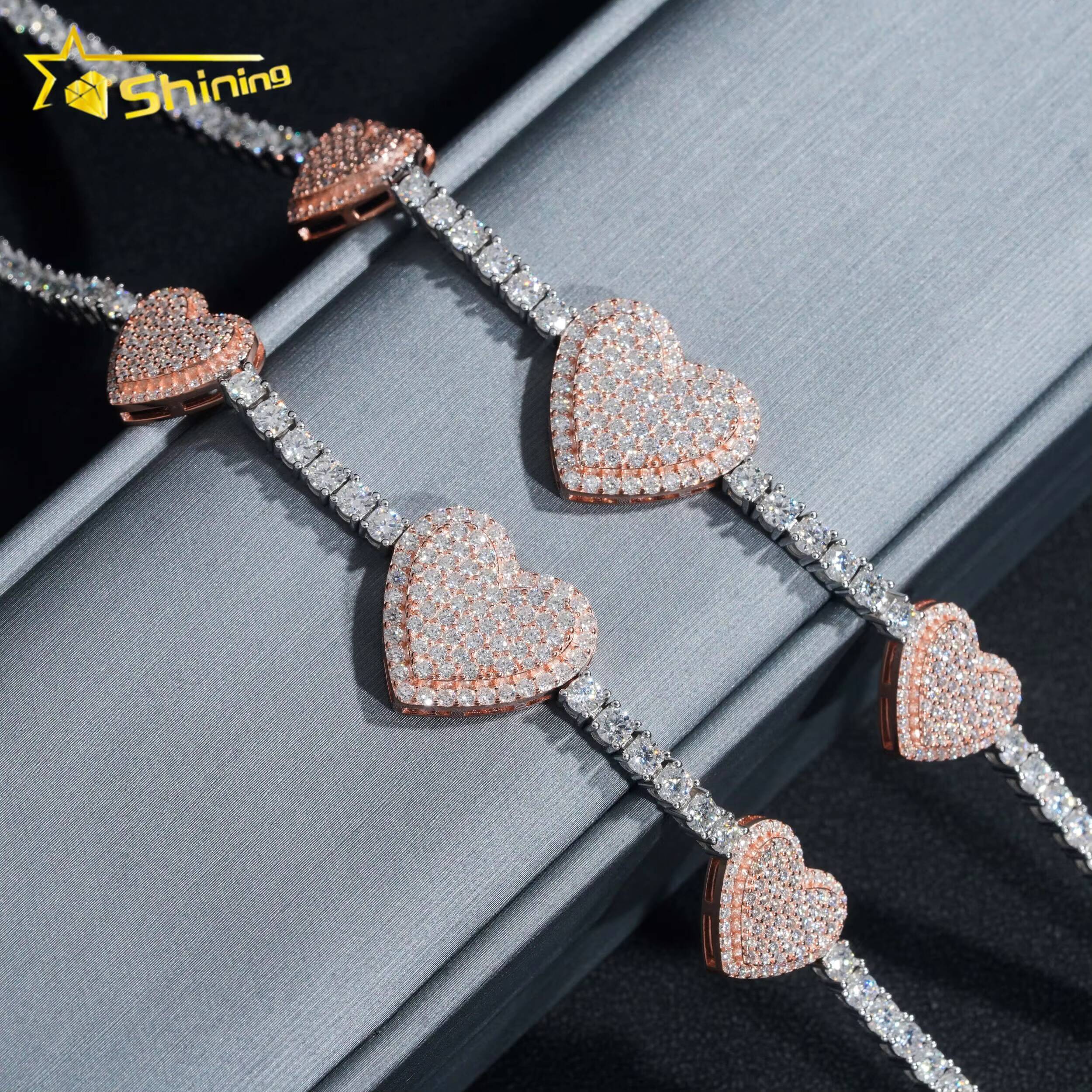 Fast Delivery Hot Sale Heart Bracelets 925 Sterling Silver Pass Diamond Tester GRA Certified VVS Moissanite Tennis Bracelets