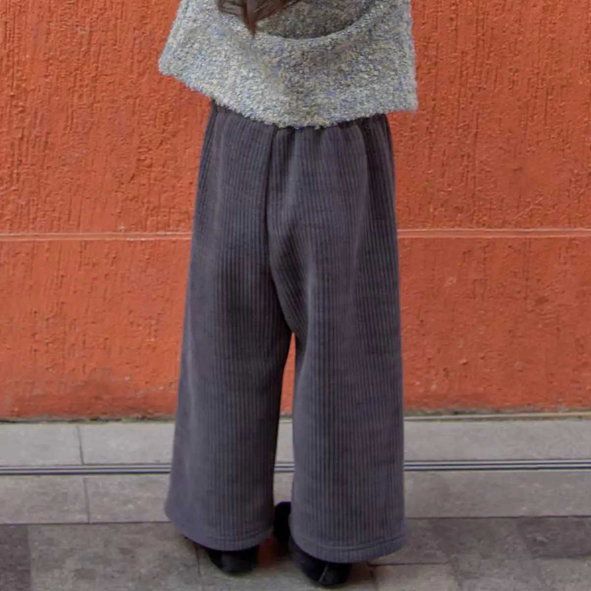 Autumn Winter Children Girl Straight Pant Cotton Fleece Thick Warm Kid Baby Girl Corduroy Pants Solid Toddler Girl Wide Leg PantT251027