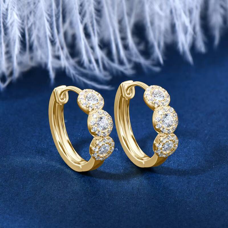 Most Popular Round 27mm Moissanite Earrings S925 Sterling Silver Delicate Classic Huggie Earrings for Women