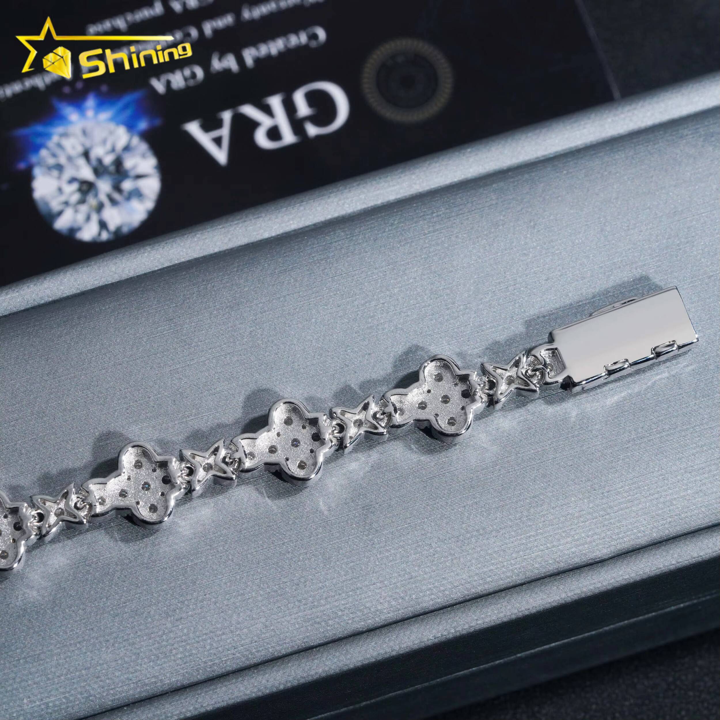 New Arrivals Cross Iced Out Bracelet 925 Sterling Silver Chain Pass Diamond Tester GRA Certified VVS Moissanite Tennis Necklace