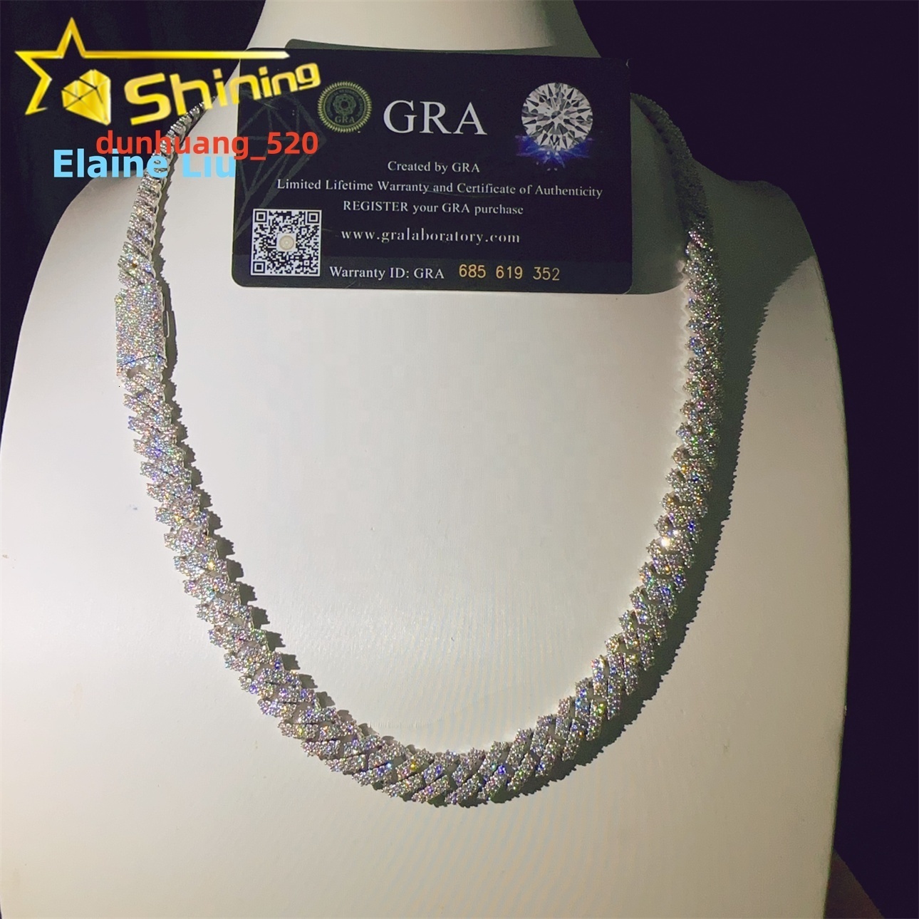 Hip Hop Custom Iced Out Fine Jewelry High Quality Diamond 10MM 925 Sterling Silver VVS Moissanite Cuban Link Chain Necklace