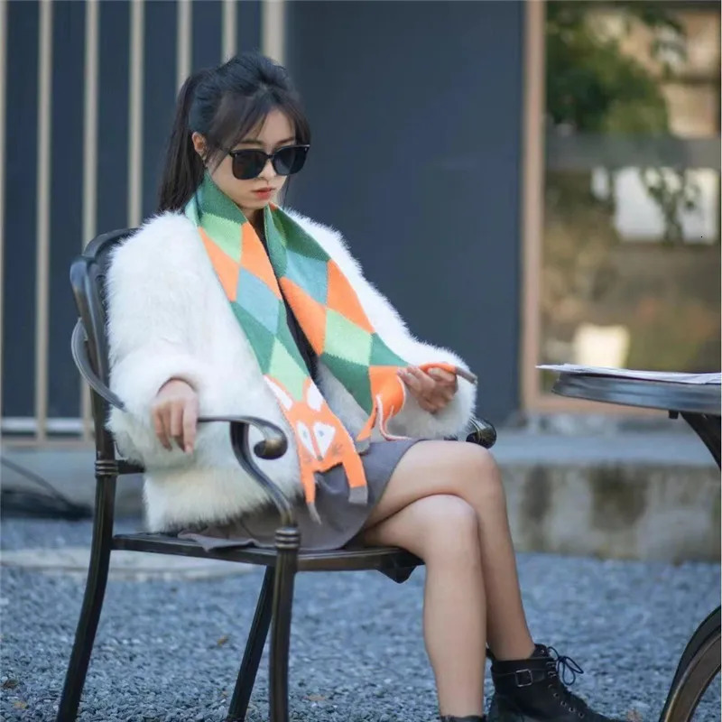 618Y Fashion Knit Fox Winter Baby Girls Scarf Long Children Scarves Boys Kids Mufflers Warm Women Shawl Wrap Baby Neck Warmer 251027