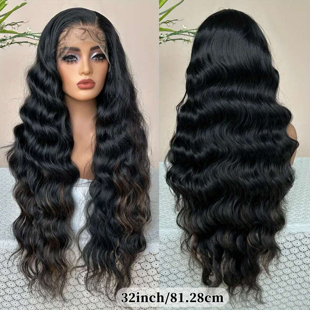 Lightweight Body Wave Wig For Women | 32" X 15" Lace Front, 81.28" Long, Heat Resistant Synthetic Hair, Transparent Swiss Lace, Glueles