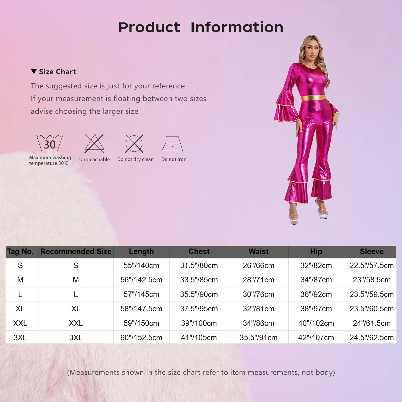 Womens 70S Disco Vintage Jumpsuit Metallic Shiny Flare Sleeve Bodysuit Hippie Bell Bottom Jazz Dance Carnival Rave Party Costume 251027