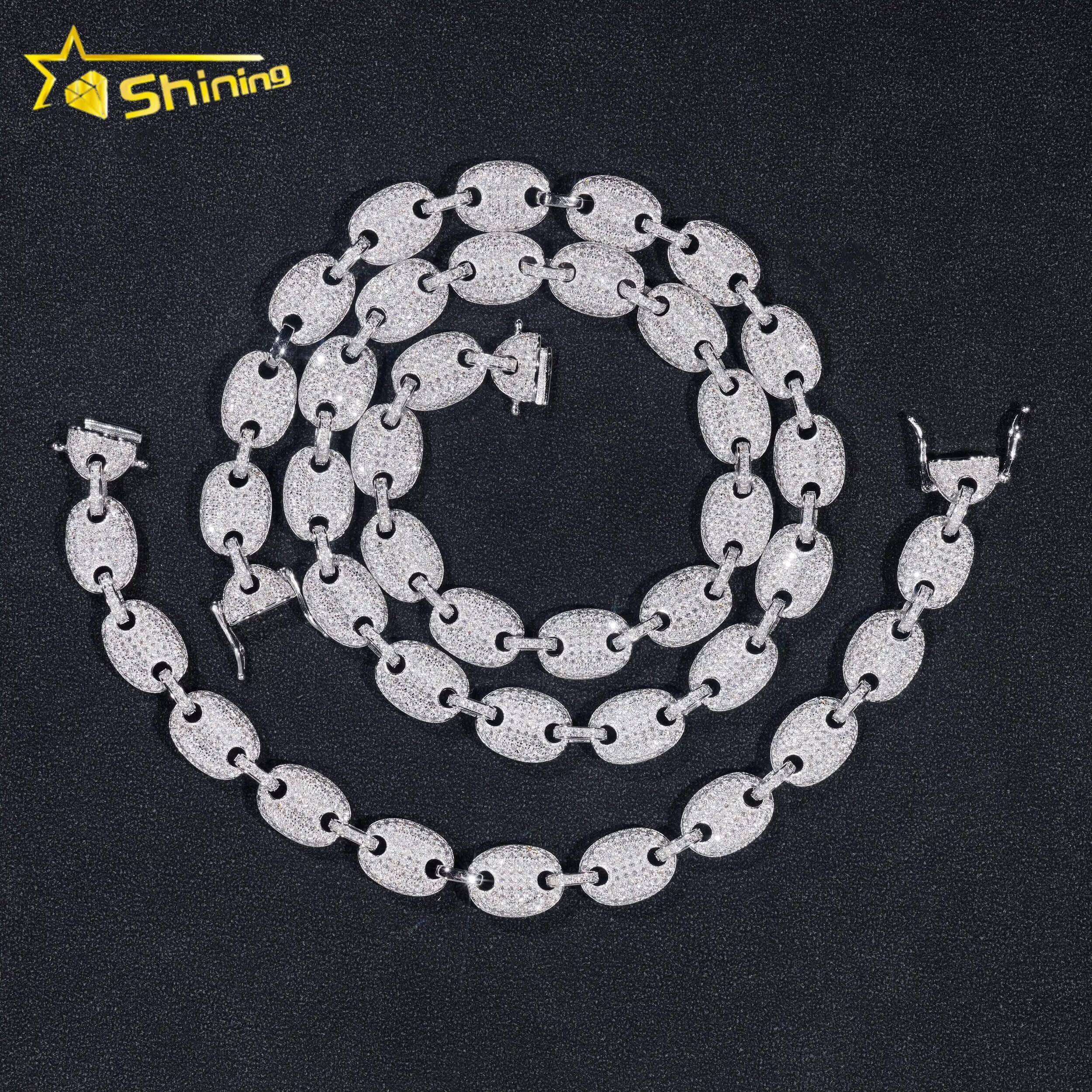 Hip Hop Jewelry 8MM 18K Gold Plated 925 Sterling Silver Necklace VVS Moissanite Cuban Link Chain Bracelet