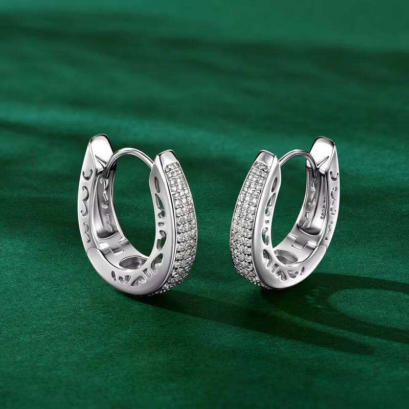 086CTW Micro Insert 14mm 12mm 1mm 08mm Moissanite 925 Sterling Silver Ladies Hoop Earrings for Wedding Engagement