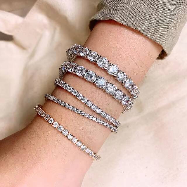 Ready to Ship Past Tester Tennis Bracelets Women 2mm 3mm 4mm 5mm 925 Silver Moissanite Tennis Bracelet