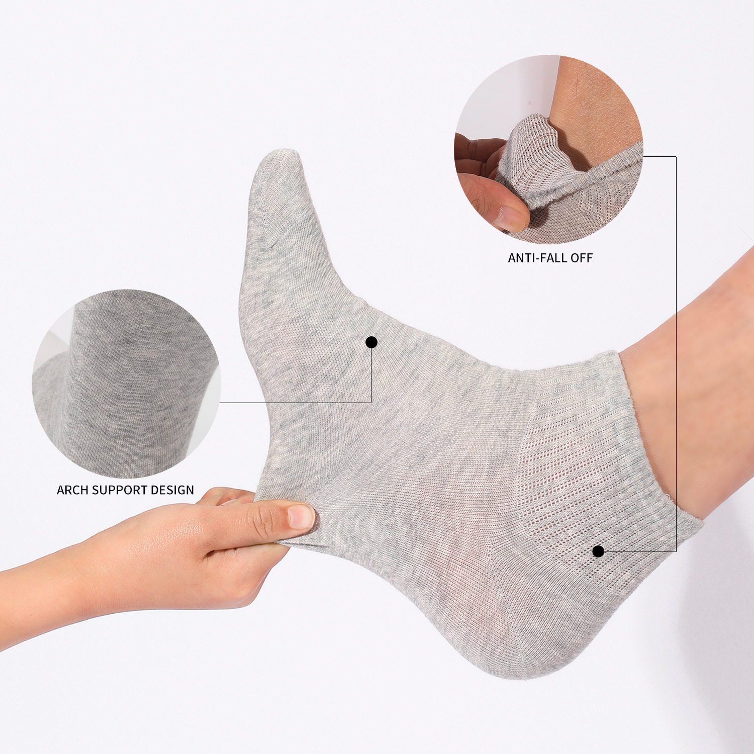 Men's Summer Autumn Black Low-Cut No-Show Sock Odor-Resistant Sweat-Absorbent Athletic Business Casual Invisible Socks with Heel Grip