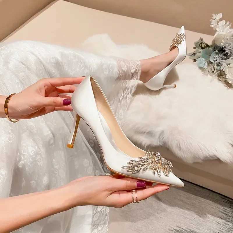 2024 Spring Summer Autumn New Wedding Shoes Red High Heels Slim Heels Korean Versi Pointed Toe Bride Shoes High HeelsXJ251027