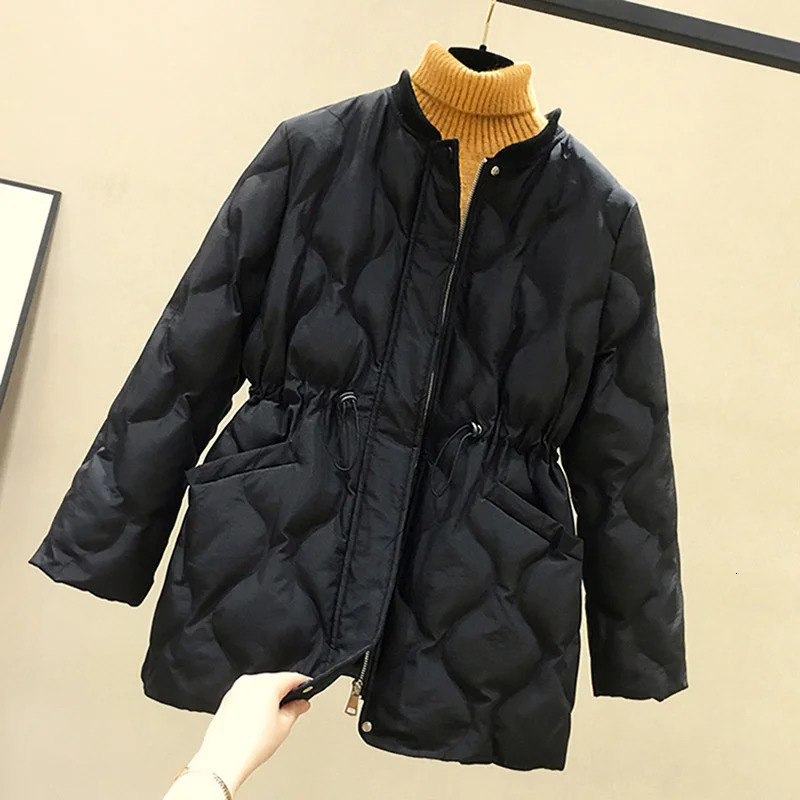 Winter Women Parkas Down Cotton Overcoat Female Casual Thick Warm Windproof Waist Padded Outwear Coat 251027