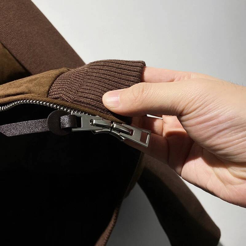 Men's High-Quality Solid-Color Reverse Leather Veet Wool Mixed-Texture Collar Down Jacket