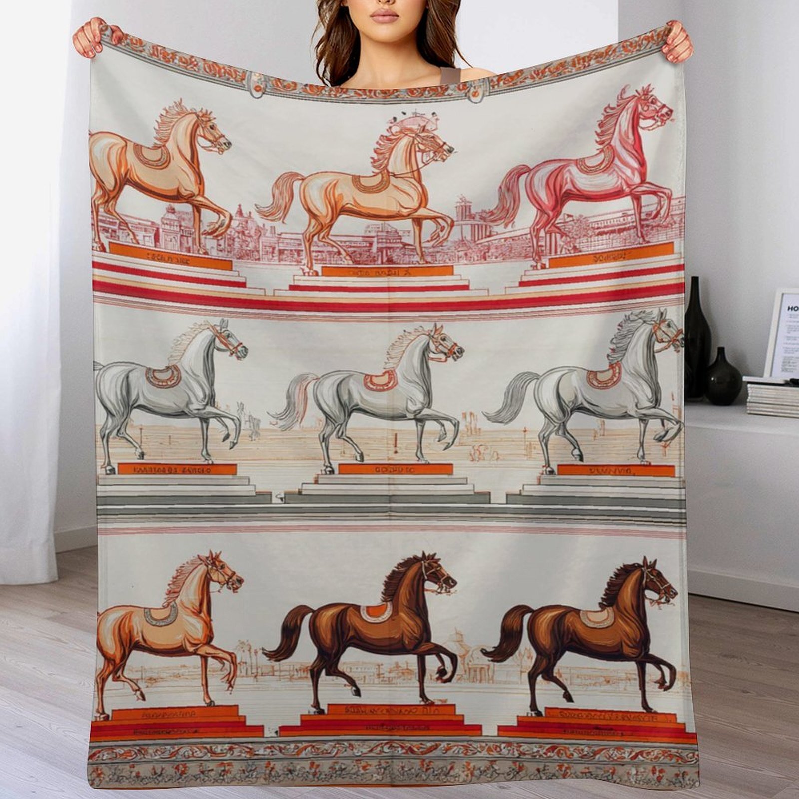 Custom H Designer Horse blanket blanket throw cashmere vibration blanket copert Home Travel Throw Summer Air Conditioner Beach home bedding blankets t