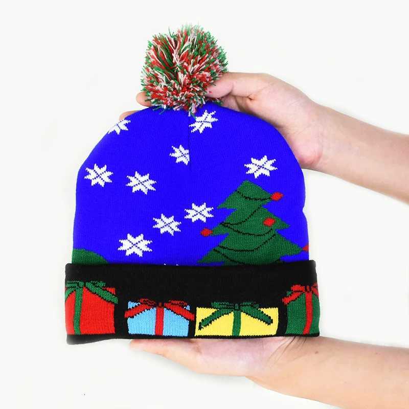 Flashing Led Light Christmas Hat Snowman Winter Warm Color Knitted Cap Merry Christmas Gift For 2026 New Year Xmas Party DecorW251027