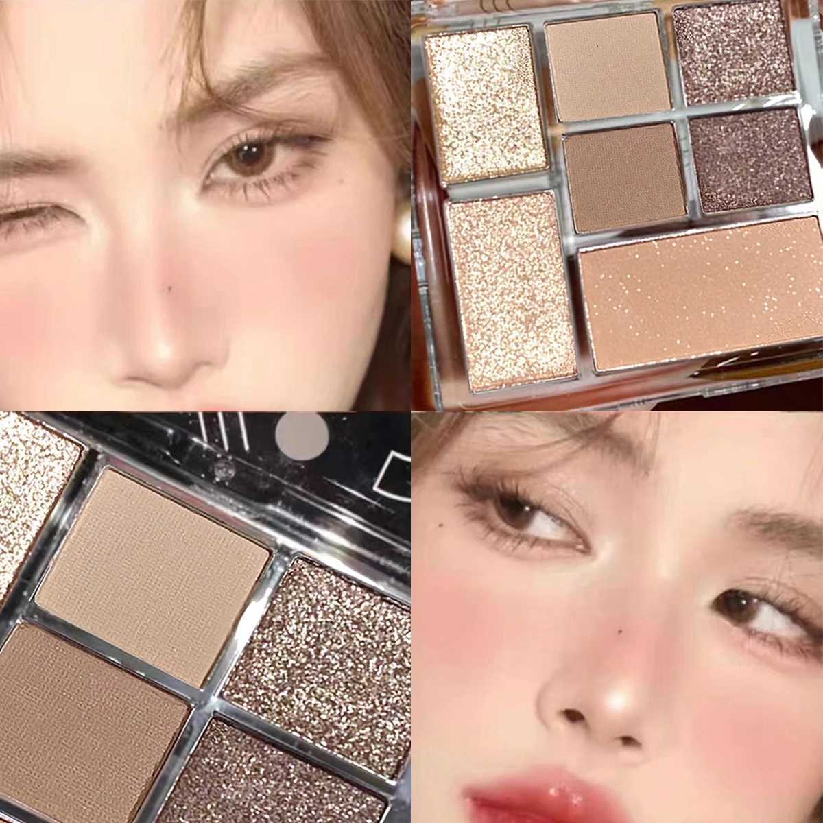 Sevencolor eyeshadow palette in earth tones with shimmer glitter matte and pearl finishes waterproof and playfulXJ251027