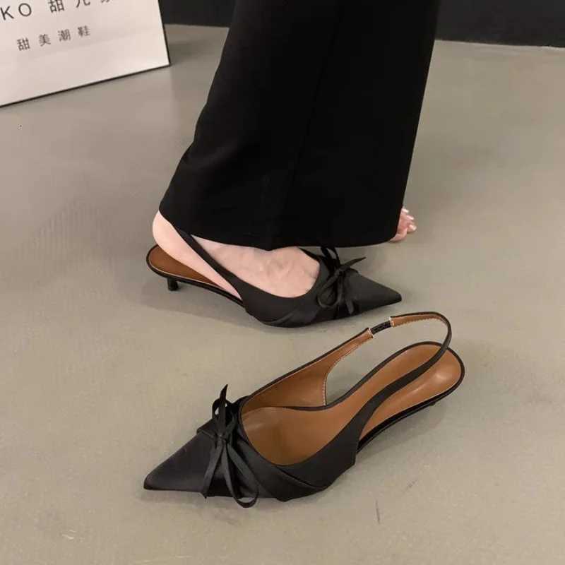 2025 Spring Summer French Style PointedToe Bowknot High Heels Elegant Party Shoes Office Work Pumps Versatile ComfortableXJ251027