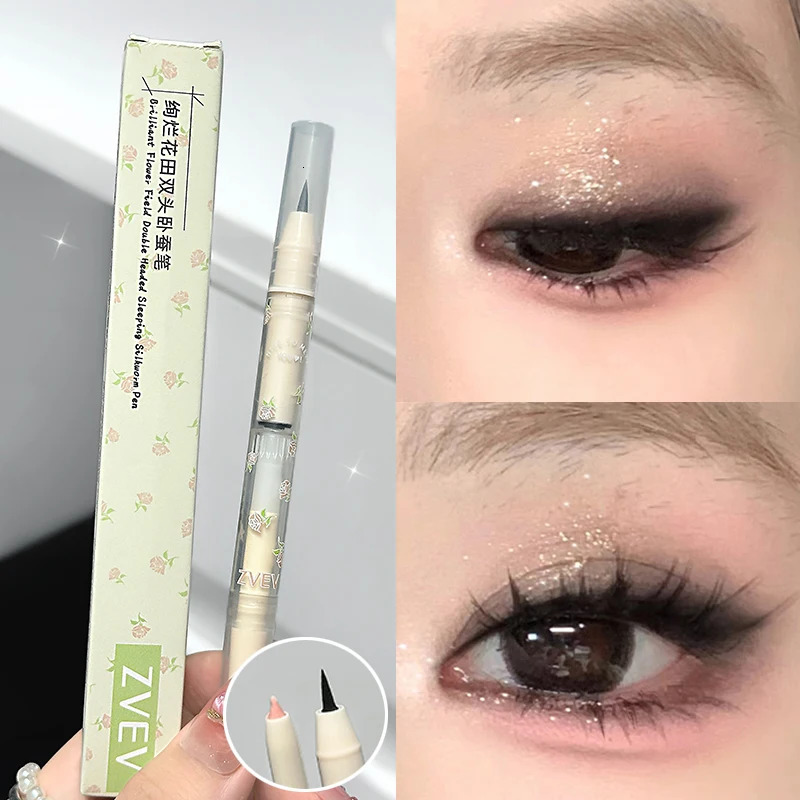 Double Headed Lying Silkworm Pen Pearlescent Matte Highlighter Brightening Contouring Lower Eyelid Shadow Eyeliner Pen Makeup 251027