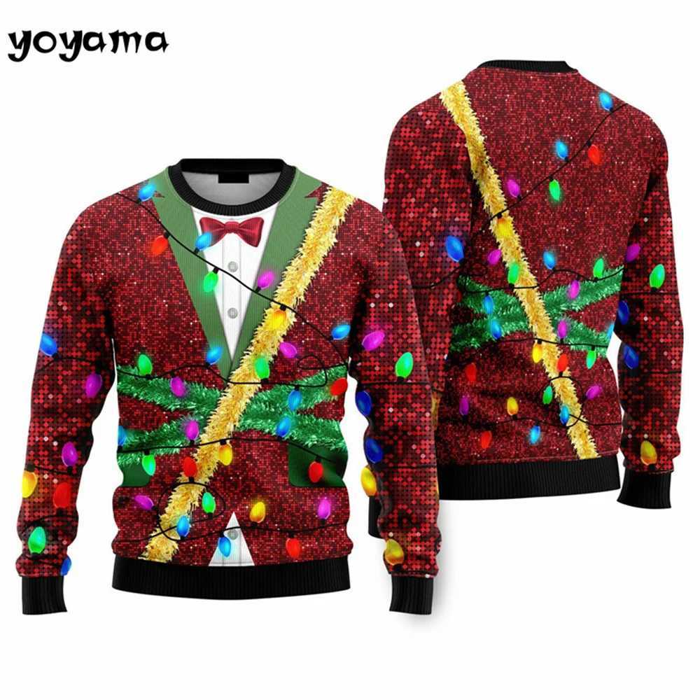 Fake Cardigan Christmas Man Hoodie 3D Printed New Year Party Xmas Sweatshirt Women Party Birthday Christmas Pullovers Winter Top W251027