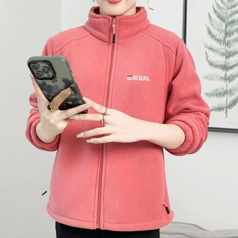 Plus Size Middleaged Elderly Womens Clothing Autumn Winter Thickened Fleece Cardigan Sweater Top Coat Casual Large Flee 251027