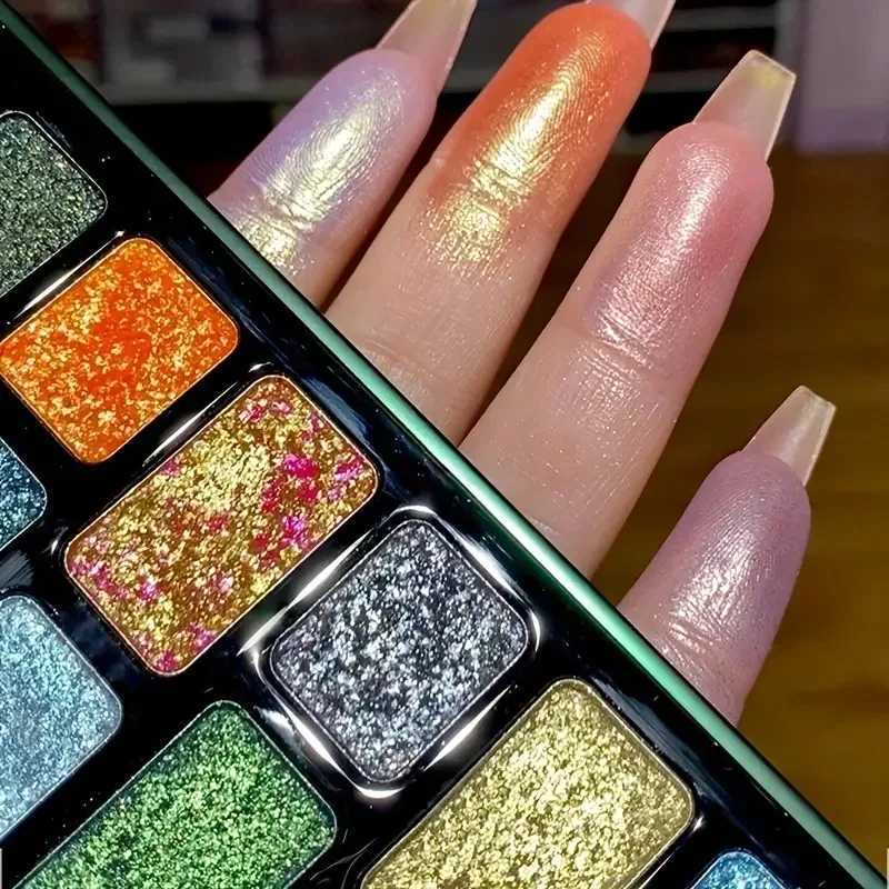 16 Colors Full Flash Pearl High Pigment Eyeshadow PaletteGreen Multicolor EyeshadowCreate A High Cold Deep Look CarnivalXJ251027